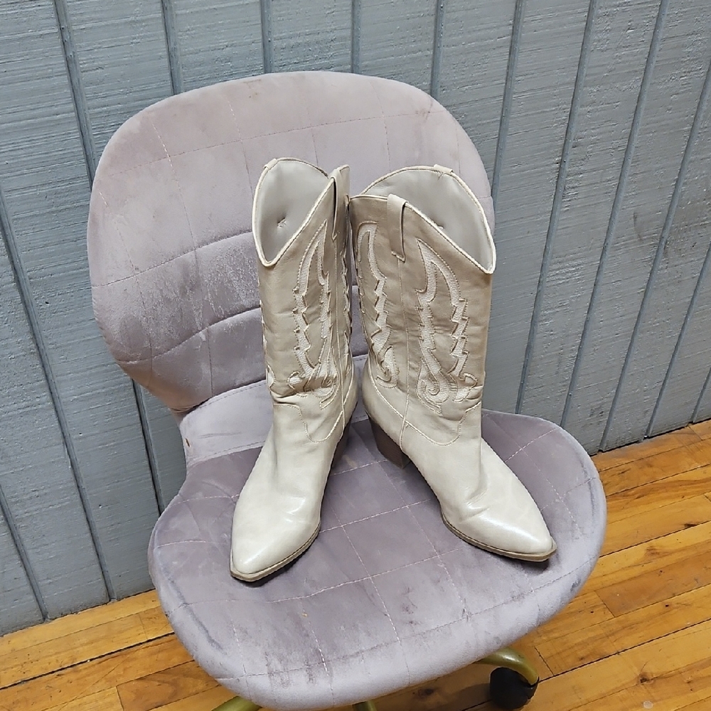 Altar'd State Cream Heeled Cowboy Boots
